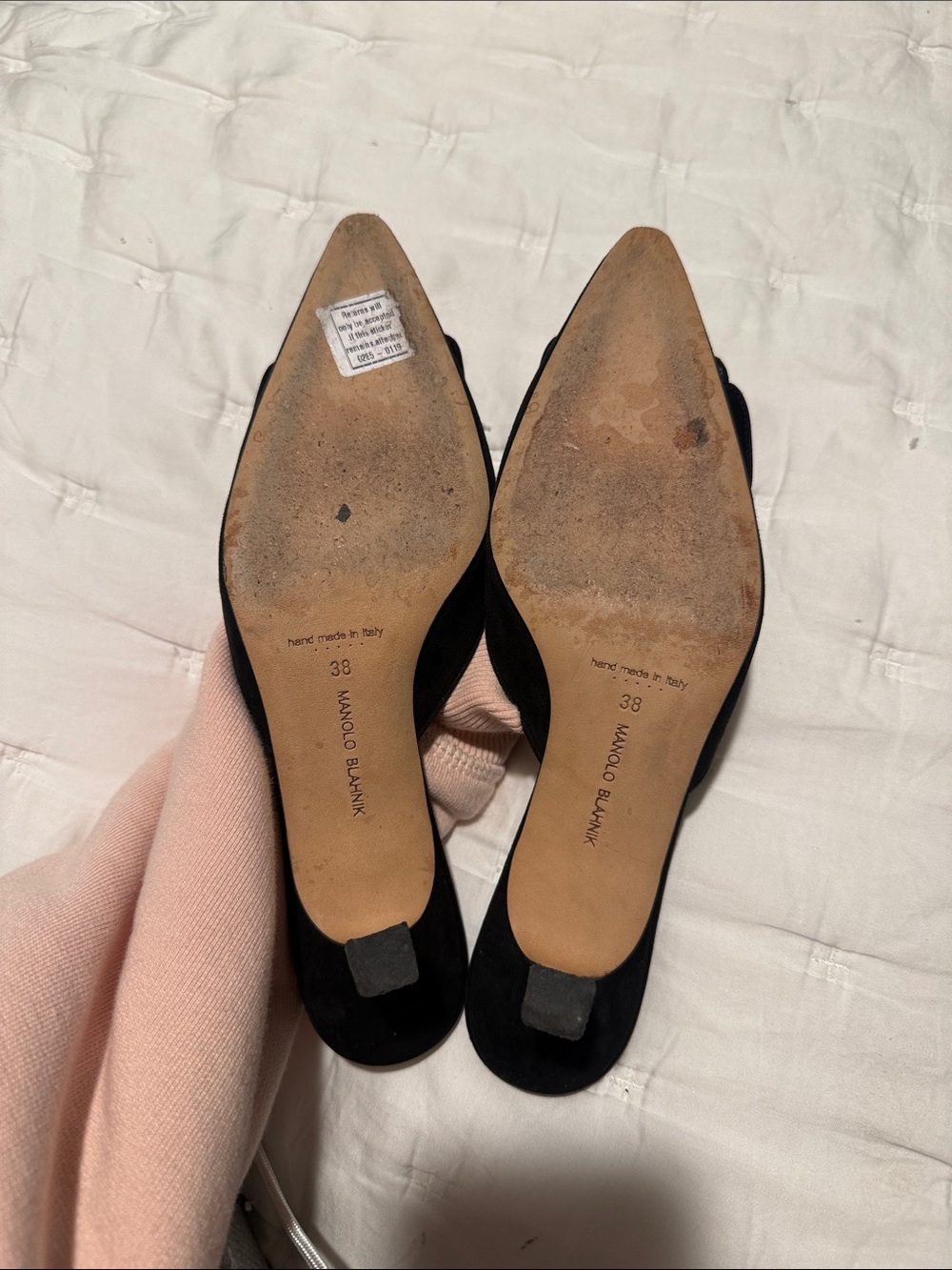 Manolo Blahnik Maysale Black Suede Pointed Toe Mule Slides - Picture 4 of 12
